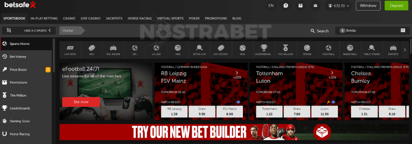 Betsafe sports section