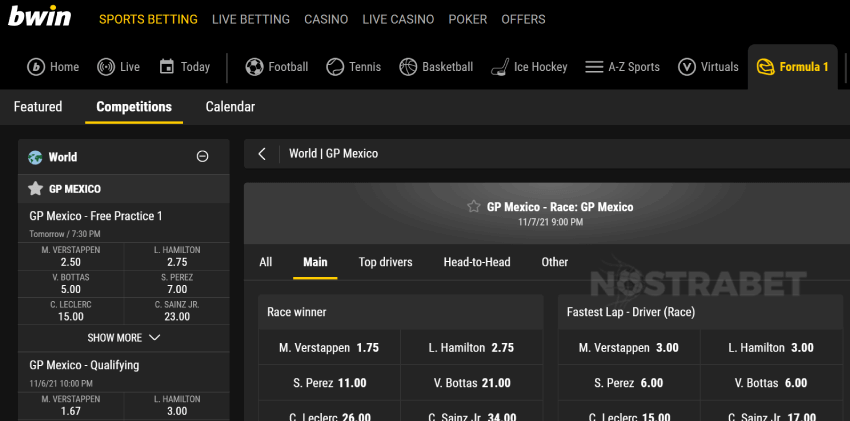 bwin formula1 betting