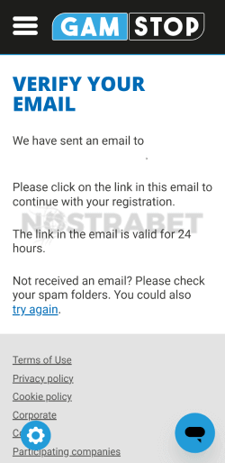 GAMSTOP register - verify email address