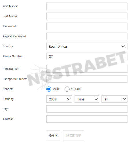 Playa Bets Registration Form