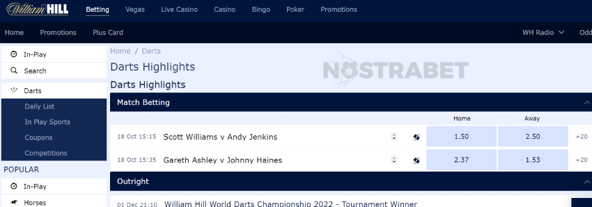 william hill darts betting